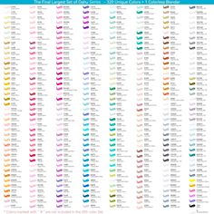 the color chart for different colors of nail polish