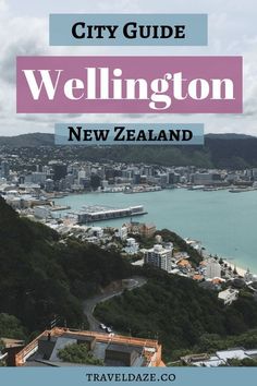 the city guide to wellington, new zealand with text overlay that reads travel guide