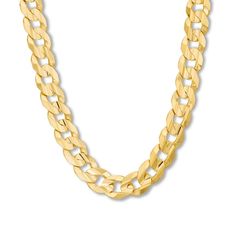 Polished links of 14K yellow gold form this striking Cuban curb chain necklace. The 22-inch necklace secures with a lobster clasp. Fan Jewelry, Anniversary Necklace, Mens Fashion Jewelry, Jewelry Advice, Diamond Wedding Rings Sets, Curb Chain Necklace, Gold Chains For Men, Shop With Me, Kay Jewelers