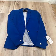 Zara Women Jacket Size 34 Nwt Intensive Blue Zara Blue Outerwear For Office, Zara Blue Office Outerwear, Zara Blue Formal Outerwear, Classic Blue Zara Outerwear, Zara Blue Winter Blazer, Blue Zara Blazer For Winter, Zara Blue Blazer For Winter, Blue Zara Blazer With Buttons, Zara Blue Blazer With Buttons