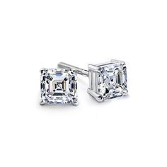 Oh, Asscher, how we adore thee... White Diamond Asscher Cut Earrings, White Diamond Asscher-cut Earrings, White Gold Diamond Earrings With Asscher Cut, Classic White Gold Asscher Cut Diamond Earrings, White Gold Asscher Cut Diamond Earrings, Asscher Cut Diamond Earrings With Single Cut Diamonds, Asscher Cut Diamond Earrings In White Gold, Asscher Cut Single Diamond White Earrings, Asscher Cut Single Diamond Earrings