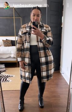 Plus Shacket Outfit Women, Brown Plus Size Outfit, Cute Dressy Casual Outfits, Plus Size Birthday Outfit Ideas Winter, Plus Size Shacket Outfit, Plus Size Casual Outfits Black Women, Dc Outfits, Workout Outfits Winter