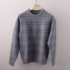 Alan Paine Fairisle Crewneck Sweater 100% Lambswool New With Tags Nordic Fair Isle Crew Neck Outerwear, Large Knit Sweater, 49ers Hoodie, Vans Sweater, Sage Sweater, Uniqlo Sweater, Mens Knit Sweater, Blue Knit Sweater, Knit Men