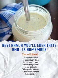 a recipe for homemade ranch dressing in a jar