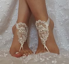 Free ship  ivory  wedding barefoot sandles wedding by GlovesByJana Handmade Summer Wedding Anklets, Handmade Adjustable Anklets For Wedding, Elegant Handmade Barefoot Sandals For Wedding, Elegant Handmade Wedding Barefoot Sandals, Handmade Silver Barefoot Sandals For Wedding, Handmade Ankle Wrap Barefoot Sandals For Wedding, Handmade Wedding Anklets, Handmade Elegant Anklets For Wedding, Adjustable Wedding Anklets With Ankle Wrap