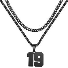 PRICES MAY VARY. ❤MATERIAL❤ Layered Number necklace for men, both number pendant and Cuban chain all used premium 316L stainless steel, oxidation resistant, never get tarnished or change color. Lead free and hypoallergenic, no irritation for sensitive skin. Choose your own favorite number, Support your favorite player. ❤PREMIUM QUALITY❤ High Quality Materials 316L Stainless Steel . Hypoallergenic stainless steel material. Stainless Steel is robust and will not tarnish or rust easily, it is lead Personalized Black Jewelry For Streetwear, Sports Numbers, Necklaces For Men, Number Necklace, Silver Numbers, Chain For Men, Personalized Jersey, Football Gifts, Cuban Chain