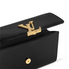 LOUIS VUITTON® - Pochette Louise - Black Louis Vuitton Pochette Metis Strap, Louis Vuitton Felicie Pochette Black, Louis Vuitton Pochette Metis Empreinte, Louis Vuitton Felicie Pochette Monogram, Elegant Clutch, Black Louis Vuitton Key Pouch, Black Louis Vuitton, Louis Vuitton Official Website, Golden Chain