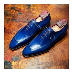 Bespoke Handmade Blue Oxford Lace up Dress Shoes on Storenvy Blue Oxford Shoes, Quality Leather Boots, Rugged Boots, Shoes Party, Custom Design Shoes, Custom Made Shoes, Bespoke Shoes, Man Shoes, High Ankle Boots