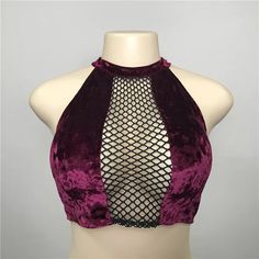 Velvet Crop Top, Backless Crop Top, Velvet Tops, Look Cool, Diy Clothes, Aesthetic Clothes, Fashion Inspo Outfits