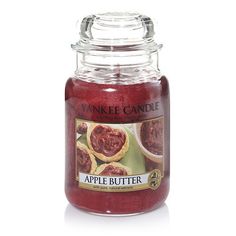 yankee candle apple butter in a glass jar