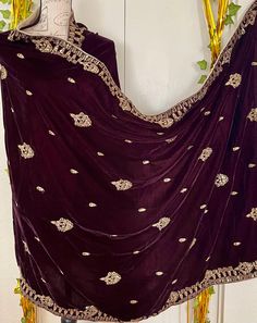 It is a beautiful shawl for women. It is a full big size shawl . It is embroided with zari thread,sequence work on it. It's length is 3 yards and width 1 yard. Very beautiful and soft velvet. Available in 2 colors dark brown and green. No return or exchange please . New design. very light weight shawl. Shawl For Women, Embroidered Shawl, Velvet Shawl, Sequence Work, Shawl Scarf, Soft Velvet, Shawls And Wraps, Scarf Shawl, News Design