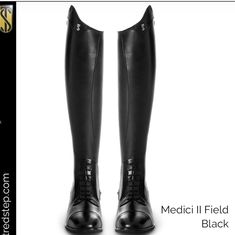 Eu 36 Usa 5½ 6 Calf Full Height 17,5 The Medici Ii Combines A Sophisticated Style With Superior Function That Makes It A Winner In Any Arena. Elegant Black Riding Boots, Classic Fitted Black Boots, Corral Boots Womens, Brown Block Heels, Navy Heels, Madden Boots, Brown Knee High Boots, Roper Boots, Wedge Heel Boots