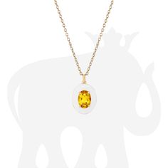 JP0141-CT-ENWH-Y 'Queen' Faceted Oval Citrine Pendant with White Enamel in 18K Yellow Gold Stone Size: 7 x 5 mm Length: 18 in Approx. gemstone Wt: 0.75 Carats (Citrine) Gold Diamond Necklace With Cabochon, Luxury Oval Cabochon Necklace, Fine Jewelry Yellow Sapphire In White Gold, Elegant Amber Oval Cabochon Necklace, Fine Jewelry White Gold Yellow Sapphire, Luxury Amber Oval Necklace, Luxury Yellow Cabochon Jewelry, Luxury Yellow Oval Necklaces, Luxury Yellow Oval Necklace