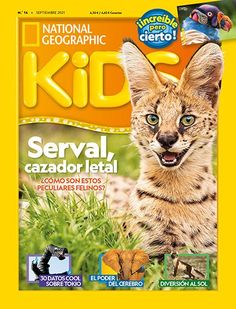 the front cover of national geographic kid's survival magazine, featuring a young cat