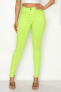 Soft, super stretchy, easy to wear, 2 pocket high waist jeans. 76% Cotton, 20% Polyester, 4% Spandex (Amazing stretch) **Match great with the Madison Top** Stretch Mid-rise Jeans For Night Out, Non-stretch Elastane Jeans, Green High Rise Fitted Bottoms, Chic High Stretch High Rise Jeans, Chic High Rise High Stretch Jeans, Green Fitted High Rise Bottoms, Green Mid-rise Non-stretch Jeans, Chic High-rise High-stretch Jeans, Trendy Fitted Elastane Jeggings