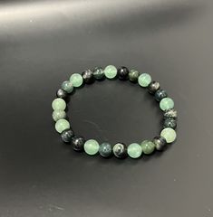 Men's Green Aventurine, Moss Agate, and Kambaba Jasper beaded bracelet with 8 mm beads on stretch elastic string. Jasper Bead Bracelet, Ideal Closet, Kambaba Jasper, Green Bracelet, Jewelry Men, Green Jewelry, Bracelet Gemstone, Bracelet Beaded, Jasper Beads