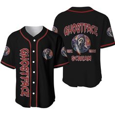 Horror Scream Baseball Jersey Ghostface Clothes, Scream Inspired Outfits, Scream Clothes, Horror Outfits, Horror Themed Party, Horror Shirts, Horror Scream, 17th Birthday Ideas, Scary Films