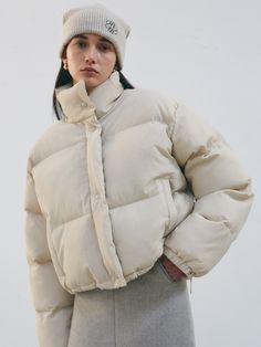 Editor's Notes NICK&NICOLE's essential puffer jacket that acts as a versatile staple to wear on a daily basis. It works well with practically anything in your wardrobe.- Slightly cropped length and high quality material- Puffer style that is slightly oversized- Voluminous and roomy item for extra warmthMeasurements (in.)One Size - Shoulder: 21.65 in. - Chest: 23.62 in. - Sleeve length: 22.83 in. - Total length: 21.08 in. *Model info: Height- 5' 4 / Bust: 33.5 in Beige Puffer Jacket Outfit, Beige Puffer Jacket, Beige Puffer, Puffer Jacket Outfit, Puffer Parka, Duck Down Jacket, Oversized Silhouette, Detachable Hood, Down Coat