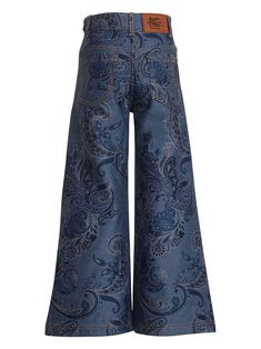 Composition: Cotton/polyester/ Etro Paisley Jeans, Italian Textiles, Kenzo Kids, Prada Leather, Stella Mccartney Kids, Blue Paisley, Gorgeous Bags, Flared Jeans, Luxury Fabrics