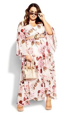 Plus Size Pretty Roses Pink Dress Long Sleeve Maxi Dresses, Maxi Dresses Plus Size, Party Dress Sale, White Maxi Dress, Dresses Plus Size, Plus Size Maxi, Fabulous Dresses, White Maxi, Long Sleeve Maxi