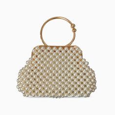 Whether heading to a fancy dinner party or simply running errands around town, the Kellie Pearl Woven Handbag is the perfect choice to complete your look. This gorgeous handbag boasts a beautiful woven pearl design that is sure to catch everyone’s attention. With its top-notch materials, this handbag is stylish and incredibly lightweight, making it easy to carry all your essentials without weighing you down. Beige Top Handle Clutch For Party, Chic Everyday Pearl Shoulder Bag, Chic Pearl Clutch For Party, Chic Beige Evening Bag With Pearl Handle, Chic Pearl Evening Bag For Formal Occasions, Chic Bags With Pearl Top Handle, Chic Top Handle Bag With Pearl Handle, Chic Rectangular Pearl Bag, Trendy Bags With Pearl Handle For Events