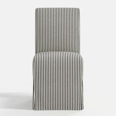 a black and white striped chair against a white background