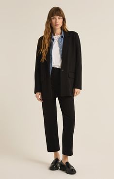 Elevate your everyday style with our new straight leg pant, featuring the structured feel of our new ponte fabric. Its versatile design effortlessly transitions from the office to daily life. Z SUPPLY Women's Do It All Straight Leg Pant, Black, Small Lounge Bra, Ponte Fabric, Free Bag, S Models, Straight Leg Pants, Black Pants, Everyday Fashion, Straight Leg, Perfect Fit