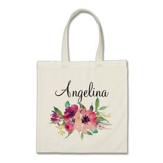 Modern Floral Bridesmaid Personalized-4 Tote Bag - Check out this bag for your next trip. #bags Customizable Everyday Tote Bag, Customizable Tote Canvas Bag For Personal Use, Customizable Canvas Tote Bag For Personal Use, Eco-friendly Customizable Tote Shoulder Bag, Eco-friendly Tote Bag For Personal Use, Personalized Eco-friendly Canvas Bag, Customizable Bags For Mother's Day, Eco-friendly Customizable Canvas Bag, Customizable Pink Bag For Shopping