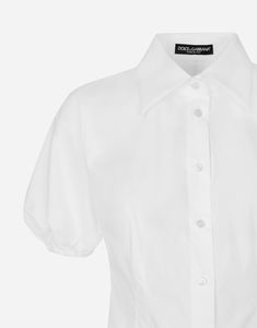 Cotton poplin shirt with puff sleeves: White Shirt collar Short puff sleeves Fitted waist Button fastenings The piece measures 65 cm from the center back on a size IT 40 The model is 175 cm tall and wears a size IT 40 Made in Italy White Shirt Collar, Dolce And Gabbana Shirts, Poplin Blouse, Puff Sleeve Shirt, Cotton Poplin Shirt, Poplin Shirt, White Shirts, Sleeves (women), Shirt Collar