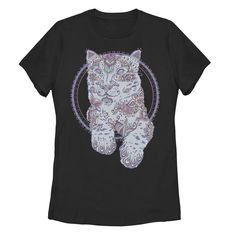 Trendy style abounds on this Juniors' Henna Snow Leopard Circle Portrait Graphic Tee. Crewneck Short sleevesFABRIC & CARE Cotton Machine wash - Delicate Imported Size: X Large. Color: Black. Gender: female. Age Group: kids. Material: Cotton / Poly. Circle Portrait, Portrait Graphic, Leopard Shirt, Girls Graphic Tee, Black Yoga, Snow Leopard, Trendy Style, Casual Summer Dresses, Gender Female