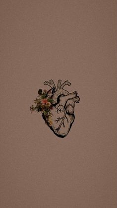 a drawing of a heart with flowers in it