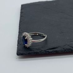 Diana Sapphire Blue Engagement Ring-oval Cut Promise-mothers | Etsy Silver Rings With Lab-created Sapphire And Halo Detail, Silver Halo Sapphire Ring Gift, Silver Sapphire Ring With Halo Design, Silver Sapphire Halo Ring As Gift, Silver Sapphire Halo Ring For Anniversary, Oval Sapphire Crystal Ring For Anniversary, Sapphire Oval Crystal Ring For Anniversary, Sapphire Crystal Oval Ring For Anniversary, Sapphire Colour