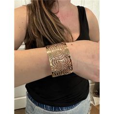 Real Solid 925 Silver Italian Made Cuff Bangle Bracelet 1.5" Wide (41mm) Flexible And Very Easy To Wear Fits Wrists 6-8" Wide...Even 8.5" If You Want A Snug Fit! Looks Amazing Stacked With A Watch Or Charm Bracelet Solid 925 Silver...14k Gold Vermeil. Gold Is Bonded To Solid Silver Underneath Made In Italy (Stamped "Italy" & "925") Weighs Around 11 Grams Great Everyday Ladies Bracelet Very Classy And High End Luxury Wide Band Bangle, Elegant Metallic Bangle Bracelet, Adjustable Rose Gold Cuff Bracelet, Metallic Bangle Bracelets, Elegant Metallic Bracelets Perfect For Gifts, Rose Gold Cuff Jewelry As A Gift, Rose Gold Cuff Jewelry For Gift, Ladies Bracelet, Cuff Bangle Bracelet