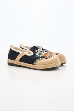 These light breathable espadrilles feature delicate embroidery for a touch of whimsy. Made with linen, they're perfect for a day of fun in the sun. (No prickly cacti here - just flowers and comfort!) 0.59" heel Slip-on 100% Linen upper No lining Natural straw mat breathable insole Rubber sole Spring Embroidered Round Toe Espadrilles, Casual Flat Embroidered Espadrilles, Spring Embroidered Slip-on Espadrilles, Embroidered Slip-on Espadrilles For Spring, Summer Embroidered Espadrilles With Round Toe, Casual Embroidered Closed Toe Espadrilles, Embroidered Closed Toe Espadrilles For Spring, Spring Embroidered Closed Toe Espadrilles, Summer Embroidered Flat Espadrilles