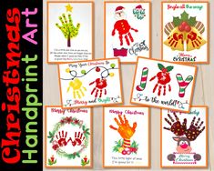 six christmas cards with handprints on them