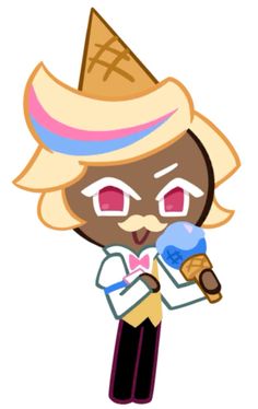 a cartoon character holding an ice cream cone