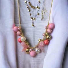 Fun and flirty just in time for summer  Adjustable length  Free shipping, 1-2 day priority mail Approximately 18-20 inches Bohemian Charm Necklace With Adjustable Chain For Party, Pink Long Necklace For Party, Pink Dangle Charm Necklaces, Long Pink Necklace For Parties, Adjustable Pink Necklaces For Fashion Accessory, Trendy Party Necklace With Lobster Clasp, Pink Beaded Chain Necklace As Fashion Accessory, Pink Charm Necklaces With Colorful Beads As Gift, Trendy Pink Necklace With Adjustable Chain