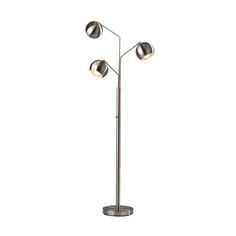 the three light floor lamp is shown on a white background