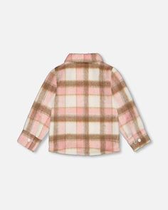 This Deux Par Deux Overshirt in Plaid Pink, Brown & Off White combines warmth and style for the ultimate tween wardrobe essential. The zipper front adds a touch of sophistication, while the playful plaid pattern in soft hues exudes a sense of luxury. Perfect for the fashion-forward girl who wants to make a statement. Pink Casual Winter Shirt, Pink Collared Shirt For Fall, Pink Button Closure Top For Fall, Pink Fall Top With Button Closure, Fall Pink Top With Button Closure, Classic Winter Plaid Top, Classic Pink Winter Tops, Classic Pink Long Sleeve Tops, Pink Button-up Top For Fall