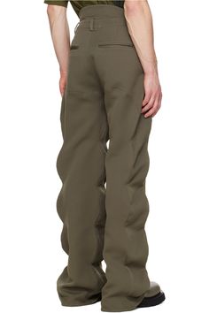 Khaki Atomic Domination Trousers by Uncertain Factor on Sale Modern Straight Cargo Pants With Belt Loops, Modern Straight Pants With Cargo Pockets, Modern Tapered Leg Bottoms With Cargo Pockets, Twill Trousers, Atom, On Sale, Trousers, Free Shipping