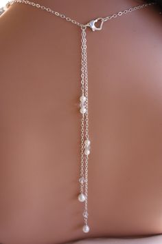 PEARL BACKDROP NECKLACE Double Stranded by LalleBridalJewelry Pearl Backdrop, Back Drops, Backdrop Necklace, Shoulder Necklace, Crystal Bead Jewelry, Backdrops Necklace, Back Drop, Rhinestone Headband, Back Jewelry