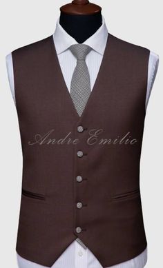 A stylish way to finish off your formal look and you can match this dark brown vest with your favorite shirt, suit or tuxedo for the finest look. Elegant Brown Business Vest, Elegant Brown Vest With Notch Lapel, Elegant Brown Notch Lapel Vest, Brown Business Vest With Notch Lapel, Brown Notch Lapel Vest For Business, Tailored Brown Vest With Notch Lapel, Fitted Brown Vest For Semi-formal Occasions, Brown Fitted Vest For Semi-formal Occasions, Tailored Brown Business Vest