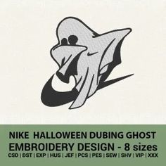 an image of a ghost with the words mike halloween dubbing ghost embroidery design - 8 sizes