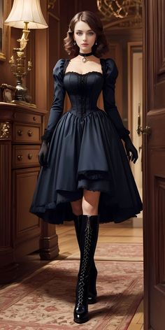 Victorian Style Clothing Women, 1800 Fashion Women Victorian, Casual Victorian Outfits, Victorian Style Outfits, Steampunk Dress Victorian, Victorian Lady Art, Victorian Clothing Women