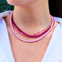 This gorgeous Micro Beaded Necklace features stunning natural quartz beads in a clear pink color. Its AAA+ quality ensures a lasting, high-end piece. This versatile necklace can be layered with other pieces or makes a statement on its own. Add a touch of elegance and sophistication to any outfit! natural quartz AAA+ quality 17" with extender chain 4 mm bead size Pink Beaded Necklace, Hand Beaded Necklace, Wholesale Necklaces, Wholesale Earrings, Wholesale Sunglasses, Quartz Beads, Wholesale Bags, Kids Sunglasses, Wholesale Beads