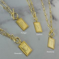 Crafted with a paperclip chain, a toggle closure, and a bold rectangle pendant, our Glorious Pendant Necklace is the statement necklace everyone needs. We almost left out the best part about this chain and pendant necklace — you can get it engraved! Personalize this engravable necklace by adding one character. Gold Rectangular Jewelry With Toggle Clasp, Elegant Personalized Rectangular Chain Necklace, Trendy Toggle Necklace With Paperclip Chain Gift, Gift Chain Necklace With Toggle Clasp And Rectangular Links, Trendy Paperclip Chain Toggle Necklace For Gift, Trendy Toggle Necklace With Chain As Gift, Gift Paperclip Chain Toggle Necklace, Toggle Necklace With Rectangular Links As A Gift, Gift Toggle Necklace With Adjustable Chain And Rectangular Links