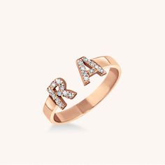 A double dose of sans serif initials covered in pavé diamonds makes a beautiful big little statement. Diamond Monogram, Valentines Gift Guide, Diamond Bar, Big Little, Initial Pendant, Monogram Initials, Silver Rose Gold, Pave Diamonds, Diamond Rings