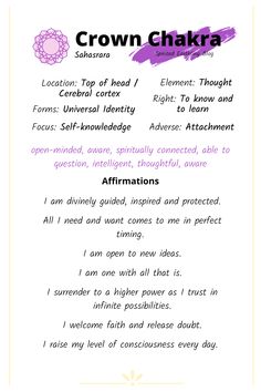 Reiki Affirmations, Crown Chakra Affirmation, Spiritual Journaling, Manifest 2024, Somatic Healing, Spiritual Nature, Chakra Balance