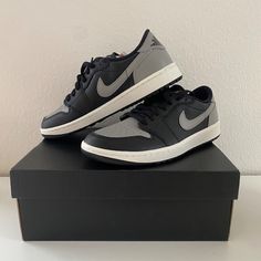 One Pair Of Nike Air Jordan One Low Gs. They Come With 2 Pairs Of Laces (Black, And Gray) And Also They Are In All Their Original Packaging. They Have Never Been Worn. I Just Ordered The Wrong Size. (Mens Size 8, Womens Size 9.5) Gray Sporty Basketball Shoes With Contrast Sole, Sporty Gray Basketball Shoes With Contrast Sole, Gray Basketball Shoes With Contrast Sole, Gray Low-top Custom Sneakers With Contrast Sole, Gray Low-top Basketball Shoes With Contrast Sole, Modern Gray Basketball Shoes With Round Toe, Custom Gray Sneakers With Perforated Toe Box For Sports, Custom Gray Sneakers For Sports With Perforated Toe Box, Gray Urban Custom Sneakers With Branded Insole