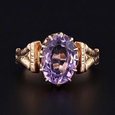 Antique Amethyst Ring of 14k Gold Antique Amethyst Ring, Amethyst Set, Bespoke Rings, Jewelry Post, Antique Ring, Amethyst Gem, Victorian Rings, Purple Band, Antique Diamond